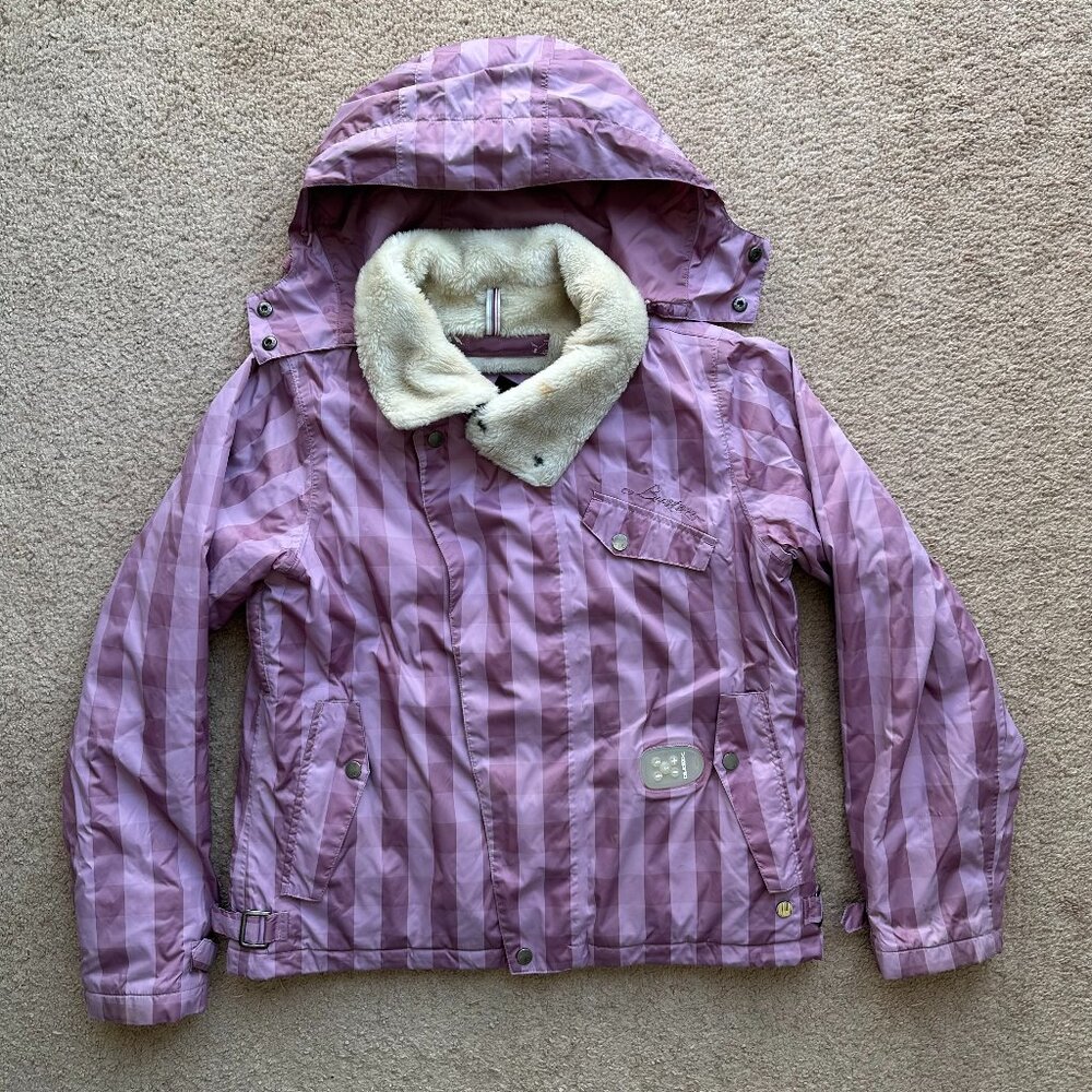 Burton Jacket Girls Large Full Zip Pink Snowboard Collared Music Pockets